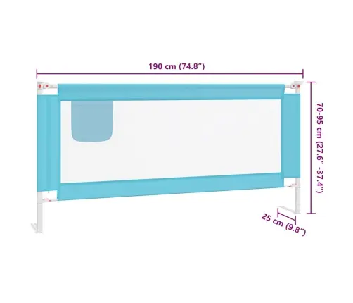 Apsauginis Turėklas Vaiko Lovai, Mėlynas, 190X25cm Audinys