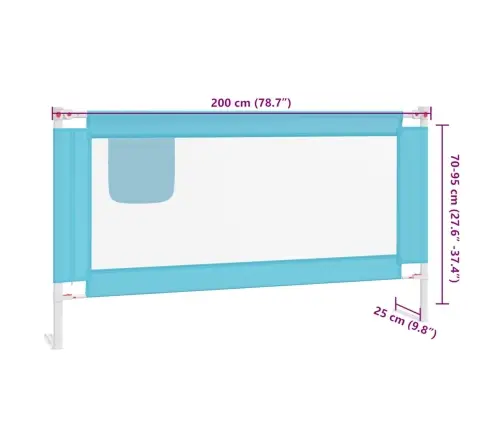 Apsauginis Turėklas Vaiko Lovai, Mėlynas, 200X25cm Audinys