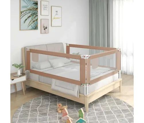 Bērnu Gultas Aizsargbarjera, Pelēkbrūna, 100X25 Cm, Audums Vidaxl