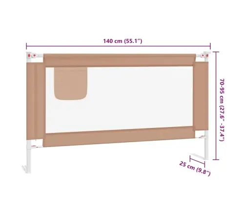 Bērnu Gultas Aizsargbarjera, Pelēkbrūna, 140X25 Cm, Audums Vidaxl