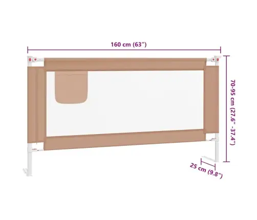 Bērnu Gultas Aizsargbarjera, Pelēkbrūna, 180X25 Cm, Audums Vidaxl
