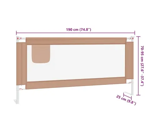 Bērnu Gultas Aizsargbarjera, Pelēkbrūna, 190X25 Cm, Audums Vidaxl