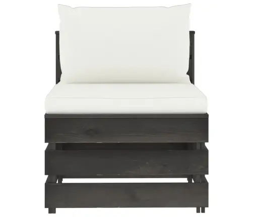 Vidējais Moduļu Dīvāns Ar Spilveniem, Pelēks, Impregnēts Koks Vidaxl