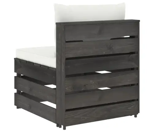 Vidējais Moduļu Dīvāns Ar Spilveniem, Pelēks, Impregnēts Koks Vidaxl