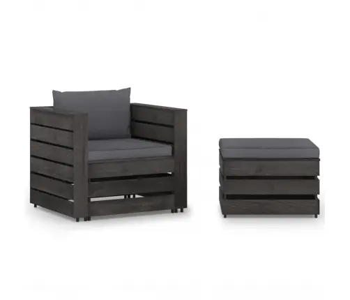 2-Daļīgs Dārza Atpūtas Mēbeļu Komplekts Ar Matračiem, Koks Vidaxl