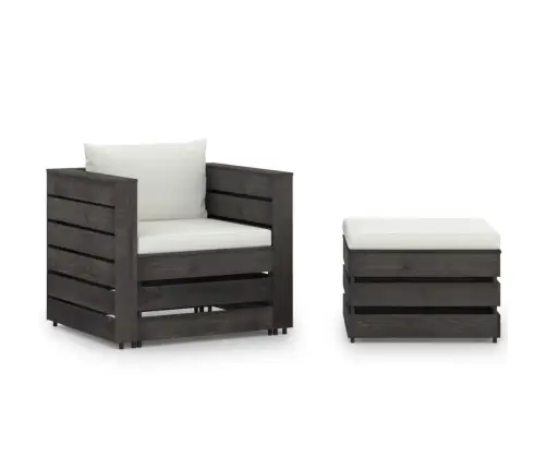 Sodo Komplektas Su Pagalvėlėmis, 2 Dalių, Impregnuota Mediena