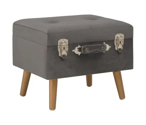 Daiktadėžė-Taburetė, Pilkos Spalvos, 40cm Aksomas