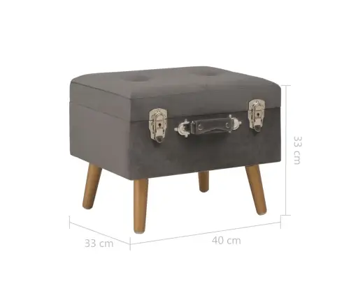 Daiktadėžė-Taburetė, Pilkos Spalvos, 40cm Aksomas