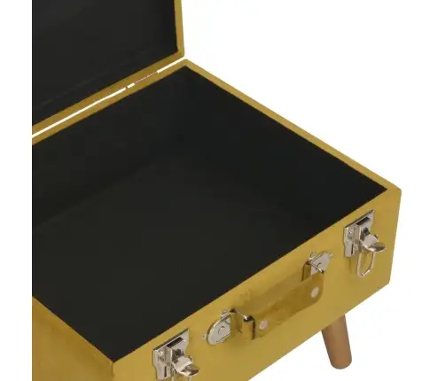 Taburetės Daiktadėžės, 3Vnt., Garstyčių Geltonos, Aksomas