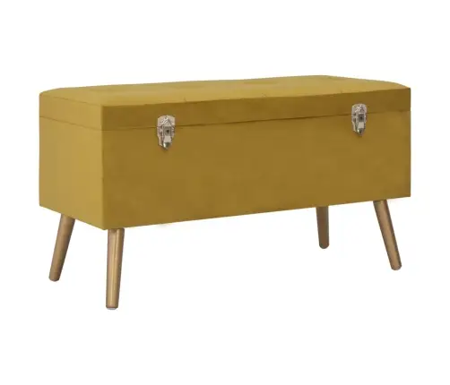 Taburetės Daiktadėžės, 3Vnt., Garstyčių Geltonos, Aksomas