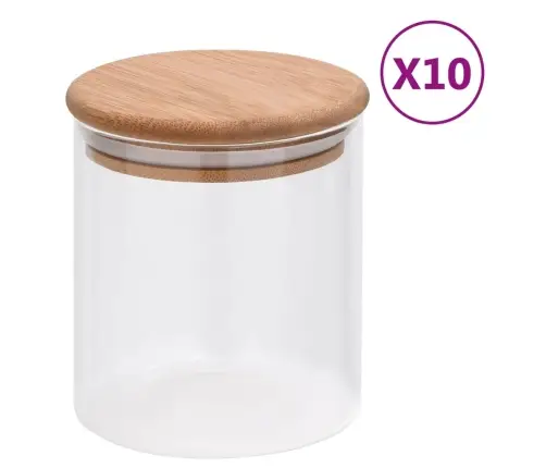 Stikliniai Indai Su Kamštiniais Dangteliais, 10Vnt., 600Ml