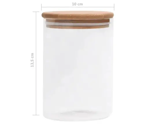 Uzglabāšanas Burkas Ar Bambusa Vāku, 4 Gab., 800 Ml Vidaxl
