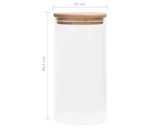 Uzglabāšanas Burkas Ar Bambusa Vāku, 4 Gab., 1200 Ml Vidaxl
