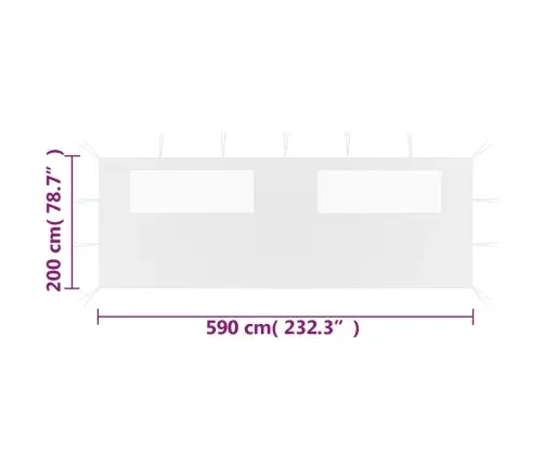 Dārza Nojumes Siena Ar Logiem, 6X2 M, Balta Vidaxl