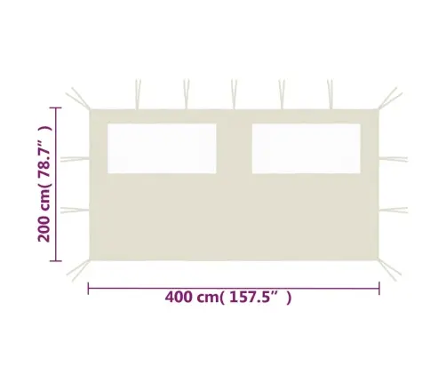 Dārza Nojumes Siena Ar Logiem, 4X2 M, Krēmkrāsas Vidaxl