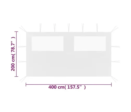 Lehtla Külgsein Akendega 4 X 2 M Valge