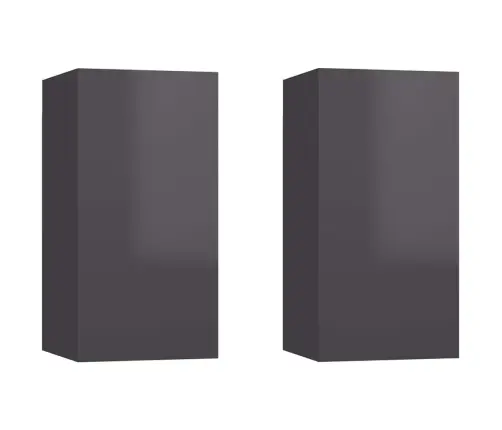 Tv Skapīši 2 Gb. 30,5X30X60 Cm Spīdīgi Pelēki Inženierijas Koks Vidaxl