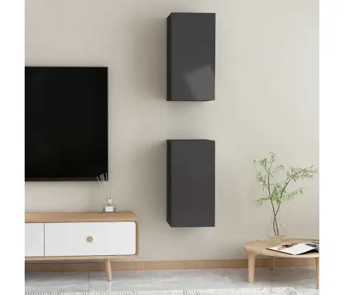 Tv Skapīši 2 Gb. 30,5X30X60 Cm Spīdīgi Pelēki Inženierijas Koks Vidaxl