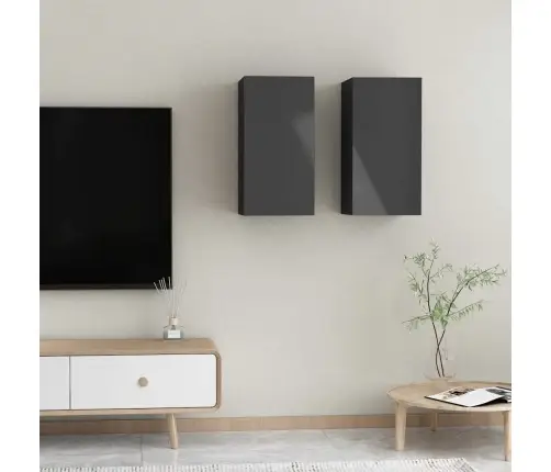 Tv Skapīši 2 Gb. 30,5X30X60 Cm Spīdīgi Pelēki Inženierijas Koks Vidaxl