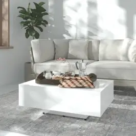 Kafijas Galdiņš, 85X55X31 Cm, Spīdīgi Balts, Inženierijas Koks Vidaxl