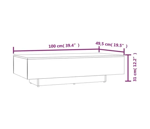 Kohvilaud, Valge, 100 X 49,5 X 31 cm Tehispuit