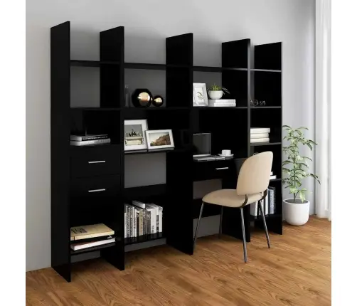 Grāmatu Plaukts, Melns, 40X35X180 Cm, Inženierijas Koks Vidaxl