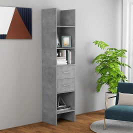 Grāmatu Plaukts, Betona Pelēks, 40X35X180 Cm, Inženierijas Koks Vidaxl