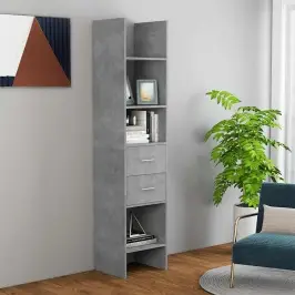 Grāmatu Plaukts, Betona Pelēks, 40X35X180 Cm, Inženierijas Koks Vidaxl