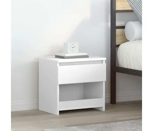Naktsskapītis, Spīdīgi Balts, 40X30X39 Cm, Inženierijas Koks Vidaxl