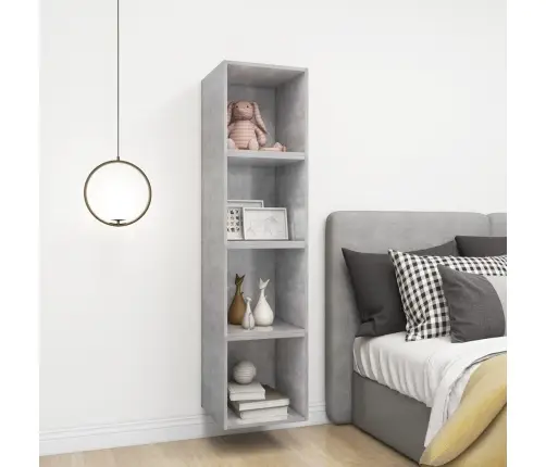 Sienas Plaukts, Betona Pelēks, 37X37X37 Cm, Inženierijas Koks Vidaxl