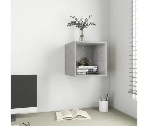 Sienas Plaukts, Betona Pelēks, 37X37X37 Cm, Inženierijas Koks Vidaxl