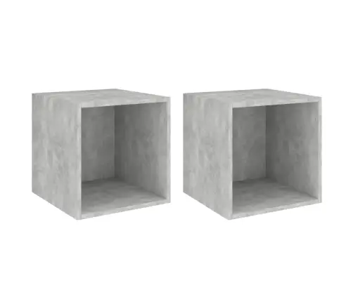 Sieninės Spintelės, 2Vnt., Betono, 37X37X37cm Apdirbta Mediena Sieninės Spintelės, 2Vnt., Betono, 37X37X37cm Apdirbta Mediena