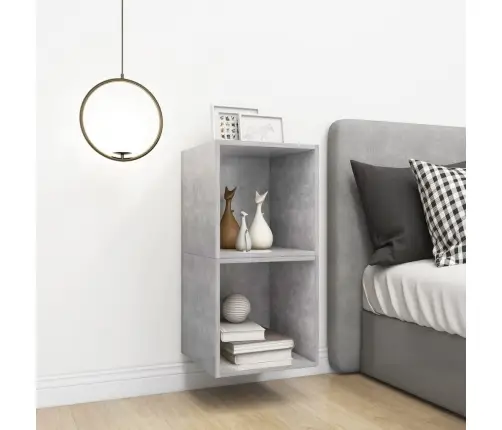 Sieninės Spintelės, 2Vnt., Betono, 37X37X37cm Apdirbta Mediena Sieninės Spintelės, 2Vnt., Betono, 37X37X37cm Apdirbta Mediena