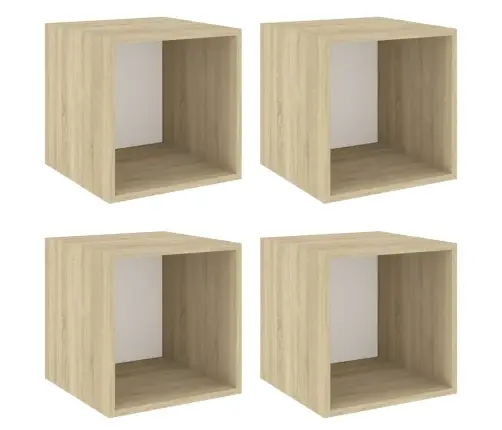 Sienas Plaukti, 4 Gab., 37X37X37 Cm, Baltā Un Ozolkoka Krāsā Vidaxl Sienas Plaukti, 4 Gab., 37X37X37 Cm, Baltā Un Ozolkoka Krāsā Vidaxl