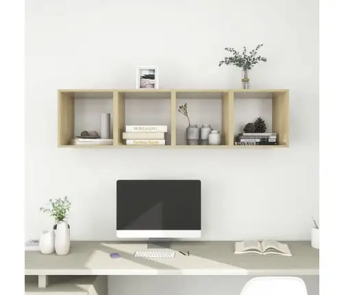 Sienas Plaukti, 4 Gab., 37X37X37 Cm, Baltā Un Ozolkoka Krāsā Vidaxl Sienas Plaukti, 4 Gab., 37X37X37 Cm, Baltā Un Ozolkoka Krāsā Vidaxl