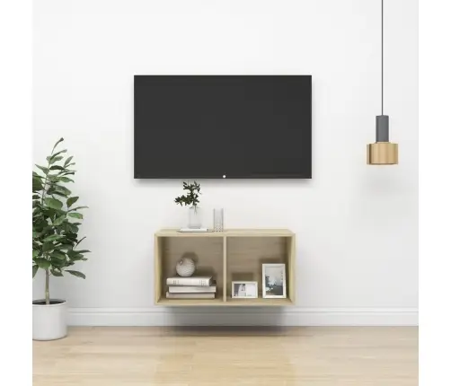 Prie Sienos Montuojama Tv Spintelė, Ąžuolo, 37X37X72 cm Mdp Prie Sienos Montuojama Tv Spintelė, Ąžuolo, 37X37X72 cm Mdp
