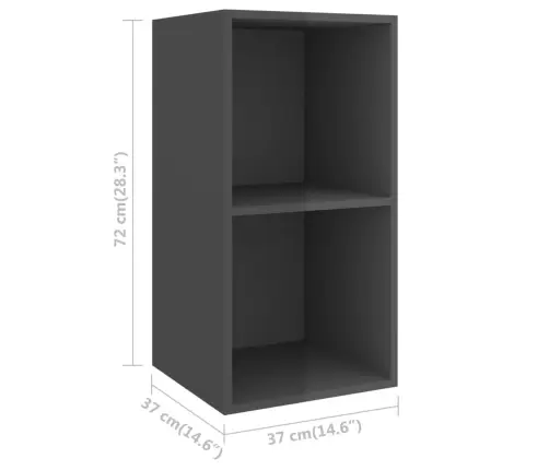Sienas Tv Skapītis Spīdīgi Pelēks 37X37X72 Cm Inženierijas Koks Vidaxl Sienas Tv Skapītis Spīdīgi Pelēks 37X37X72 Cm Inženierijas Koks Vidaxl