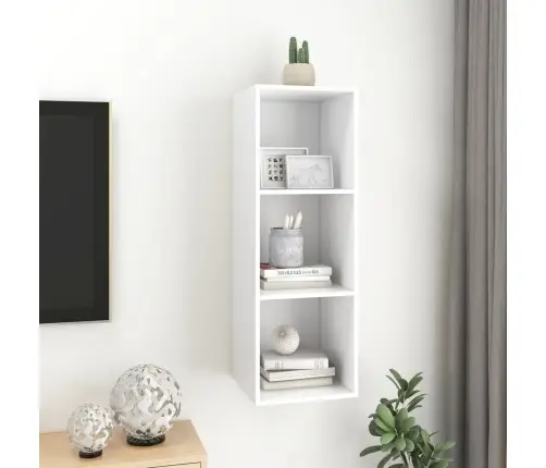 Sieninė Tv Spintelė, Balta, 37X37X107cm Apdirbta Mediena