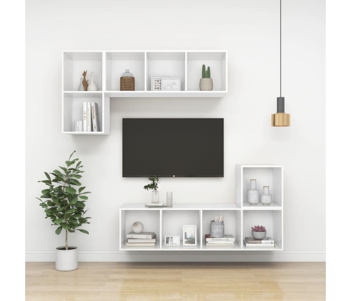 Sienas Tv Skapītis, Balts, 37X37X107 Cm, Inženierijas Koks Vidaxl