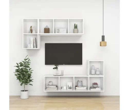 Sieninė Tv Spintelė, Balta, 37X37X107cm Apdirbta Mediena