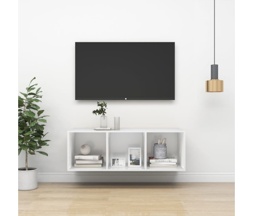 Sienas Tv Skapītis, Balts, 37X37X107 Cm, Inženierijas Koks Vidaxl