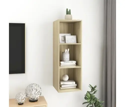 Sienas Tv Skapītis, Ozola, 37X37X107 Cm, Inženierijas Koks Vidaxl