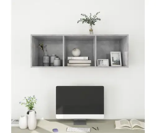 Sienas Tv Skapītis, Betonpelēks, 37X37X107Cm, Inženierijas Koks Vidaxl