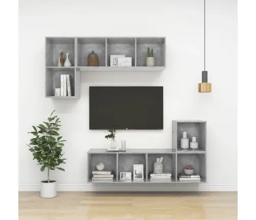 Sienas Tv Skapītis, Betonpelēks, 37X37X107Cm, Inženierijas Koks Vidaxl