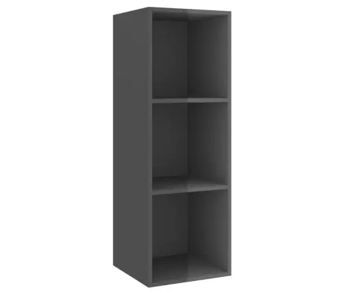 Sienas Tv Skapītis Spīdīgi Pelēks 37X37X107Cm Inženierijas Koks Vidaxl
