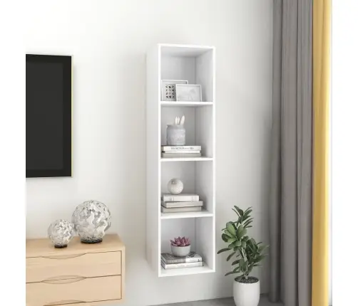 Sienas Tv Skapītis, Balts, 37X37X142,5 Cm, Inženierijas Koks Vidaxl