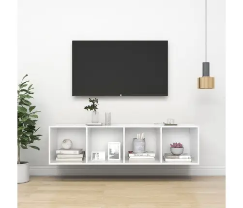 Sienas Tv Skapītis, Balts, 37X37X142,5 Cm, Inženierijas Koks Vidaxl