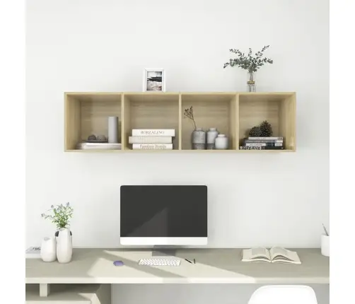 Prie Sienos Montuojama Tv Spintelė, Ąžuolo, 37X37X142,5cm Mdp