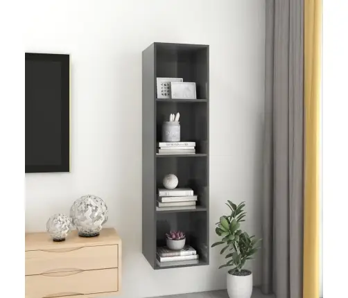 Sienas Tv Skapītis, Spīdīgi Pelēks, 37X37X142,5 Cm Vidaxl