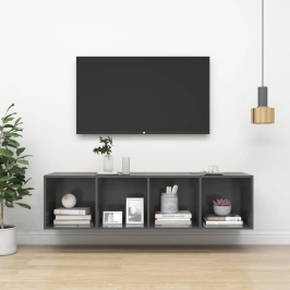Sienas Tv Skapītis, Spīdīgi Pelēks, 37X37X142,5 Cm Vidaxl